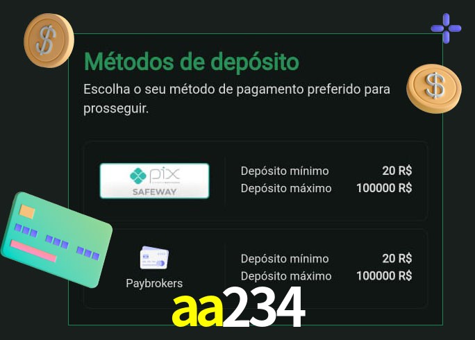 O cassino aa234 oferece uma grande variedade de métodos de pagamento